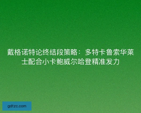 戴格诺特论终结段策略：多特卡鲁索华莱士配合小卡鲍威尔哈登精准发力