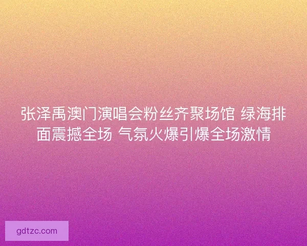 张泽禹澳门演唱会粉丝齐聚场馆 绿海排面震撼全场 气氛火爆引爆全场激情