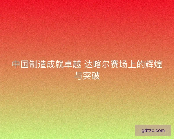 中国制造成就卓越 达喀尔赛场上的辉煌与突破