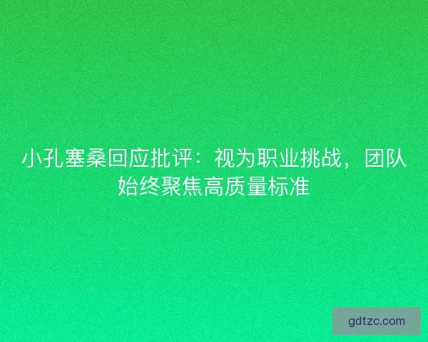 小孔塞桑回应批评：视为职业挑战，团队始终聚焦高质量标准