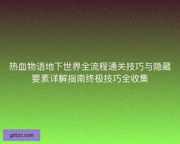热血物语地下世界全流程通关技巧与隐藏要素详解指南终极技巧全收集