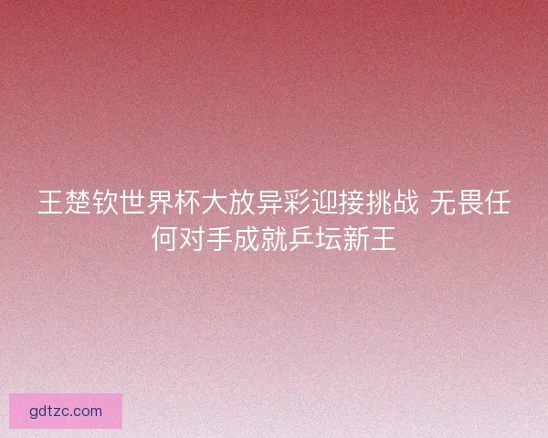 王楚钦世界杯大放异彩迎接挑战 无畏任何对手成就乒坛新王