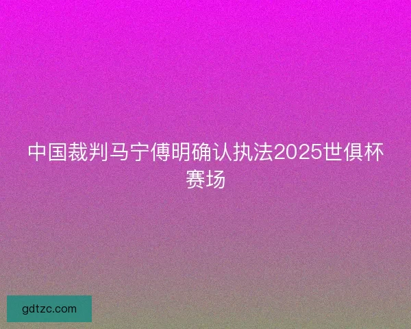 中国裁判马宁傅明确认执法2025世俱杯赛场 中国裁判马宁傅明确认执法2025世俱杯赛场